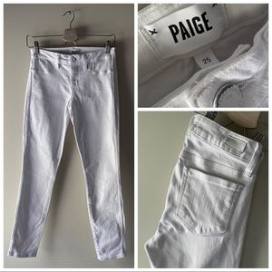 PAIGE Verdigo Crop Ultra Skinny Mid-rise Jeans | Ultra White